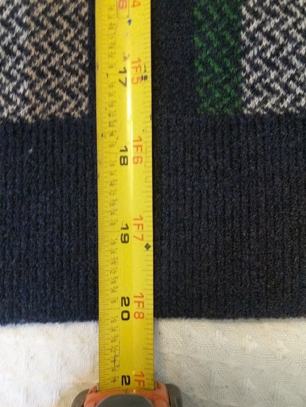 Ann Taylor Plaid Puff Sleeve Sweater Green Navy Knit XS Measurements - Picture 9 of 11